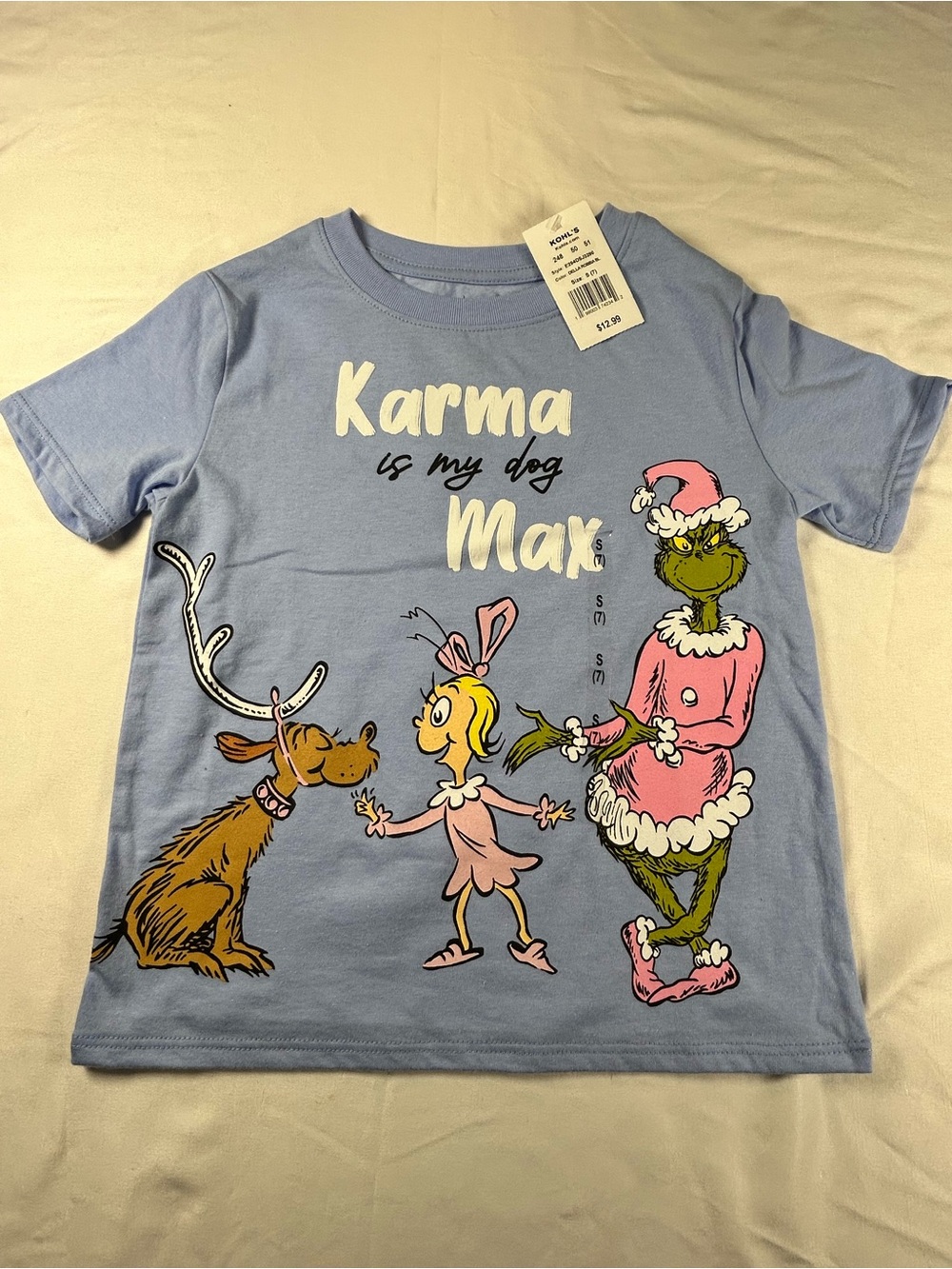 Hybrid Apparel Light Blue "Karma is my dog Max" Dr. Seuss Graphic Tee